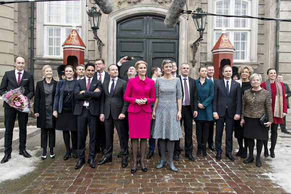 Helle Thorning-Schmidt, Premier ministre du Danemark, présentant son gouvernement remanié à Amalienborg le 3 février 2014