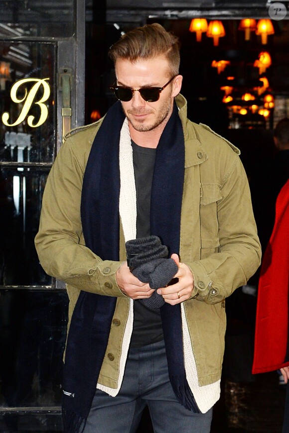 David Beckham dans l'East Village à New York le 2 février 2014