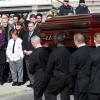 Mimi O'Donnell, la compagne Philip Seymour Hoffman et ses enfants Willa Hoffman, Tallulah Hoffman, Cooper Hoffman lors des obsèques de l'acteur Philip Seymour Hoffman en l’église St. Ignatius de Loyola à New York, le 7 février 2014. Philip Seymour Hoffman est mort le 2 février 2014