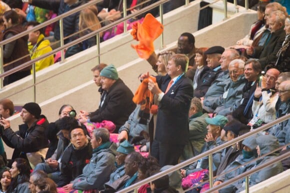Le roi Willem-Alexander des Pays-Bas et la reine Maxima très enthousiastes - Cérémonie d'ouverture des Jeux Olympiques de Stochi, le 7 février 2014.