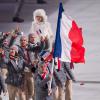 La délégation française, menée par le skieur Jason Lamy-Chappuis, pénètre dans le stade olympique de Fisht - Cérémonie d'ouverture des Jeux olympiques de Stochi, le 7 février 2014.