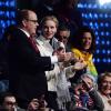Charlene et Albert de Monaco - Cérémonie d'ouverture des Jeux Olympiques de Stochi, le 7 février 2014.