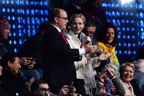 Charlene et Albert de Monaco - Cérémonie d'ouverture des Jeux Olympiques de Stochi, le 7 février 2014.
