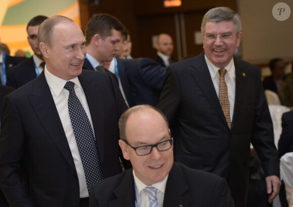 Albert de Monaco assistait à la réception du CIO en compagnie de Thomas Bach, son président, et Vladimir Poutine - Réception du Comité international olympique (CIO) à Sotchi en Russie le 6 février 2014.