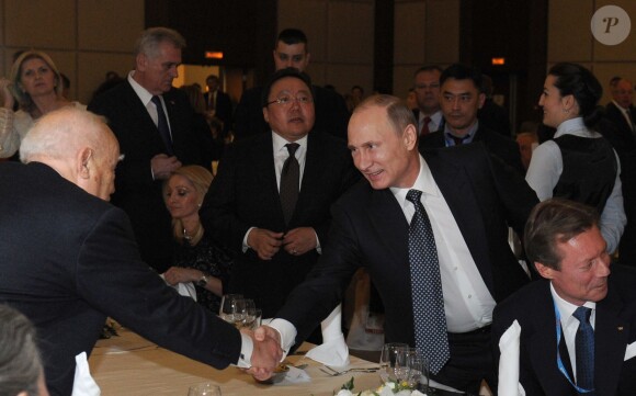 Albert de Monaco assistait à la réception du CIO en compagnie de Thomas Bach, son président, et Vladimir Poutine - Réception du Comité international olympique (CIO) à Sotchi en Russie le 6 février 2014.