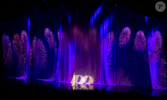 Céline Dion sur la scène du Colosseum du Caesars Palace à Las Vegas, lors de son retour pour une seconde résidence permanente, le 15 mars 2011.
