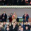 Dmitri Rybolovlev et sa fille Ekaterina, la princesse Charlene et le prince Albert de Monaco ainsi que Pierre Casiraghi dans les tribunes lors du match ASM - PSG au Stade Louis-II le 9 février 2014, qui s'est soldé sur un match nul (1-1).