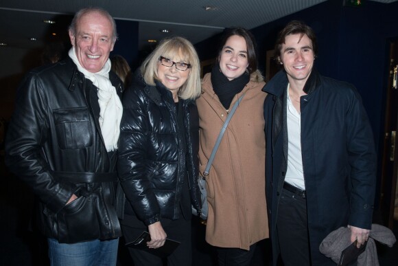 Mireille Darc et son mari Pascal Desprez, Anouchka Delon et son compagnon Julien Dereins - Arrivées à la première du film "Monuments Men" à l'UGC Normandie à Paris le 12 février 2014.