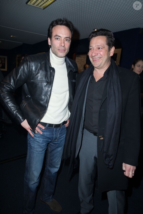 Anthony Delon et Laurent Gerra - Arrivées à la première du film "Monuments Men" à l'UGC Normandie à Paris le 12 février 2014.