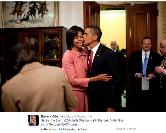 Barack Obama a publié un petit message Saint-Valentin à l'intention de Michelle Obama, le 14 février 2014