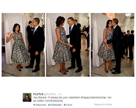 Michelle Obama a publié un petit message Saint-Valentin à l'intention de Barack Obama, le 14 février 2014