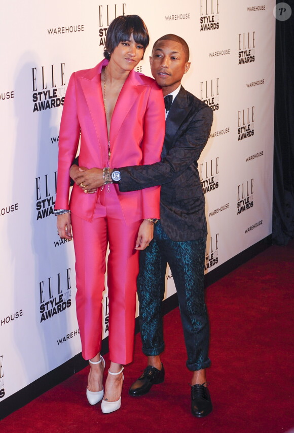 Helen Lasichanh et Pharrell Williams assistent aux ELLE Style Awards au One Embankment. Londres, le 18 février 2014.