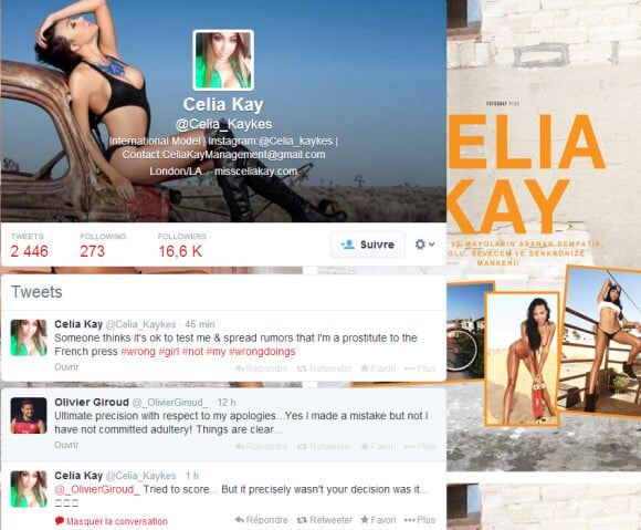 Celia Kay, capture d'écran de son compte Twitter avant que les messages ne soient effacés