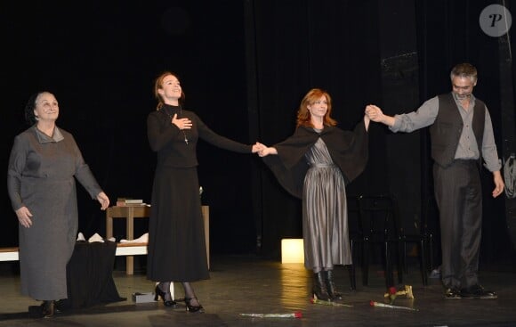 France Darry, Géraldine Danon, Catherine Zavlav et Sébastien Finck lors de la générale de la pièce "Edith S." au théâtre Déjazet à Paris le 03 février 2014