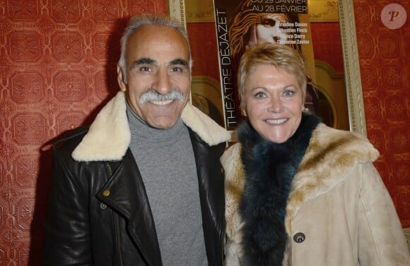 Mansour Bahrami et sa femme Véronique lors de la générale de la pièce "Edith S." au théâtre Déjazet à Paris le 03 février 2014