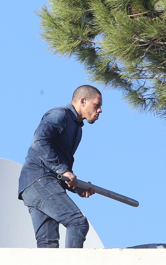 Exclusif - JoeyStarr en tournage de 36 Heures à tuer de Tristan Aurouet, le 11 février 2014 à Cannes.