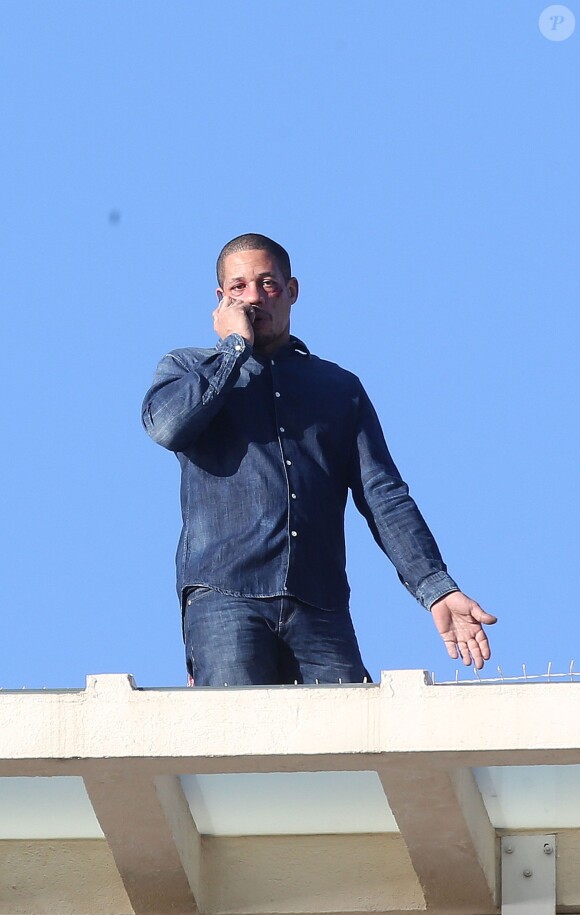 Exclusif - JoeyStarr en tournage de 36 Heures à tuer de Tristan Aurouet, le 11 février 2014 à Cannes.