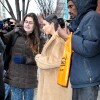 Kim Kardashian, surprise à la sortie de l'appartement de son fiancé Kanye West à New York. Le 25 février 2014.