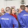 La princesse Letizia d'Espagne en visite dans la province d'Albacete le 25 février 2014, à l'université du travail et à l'usine Arcos.