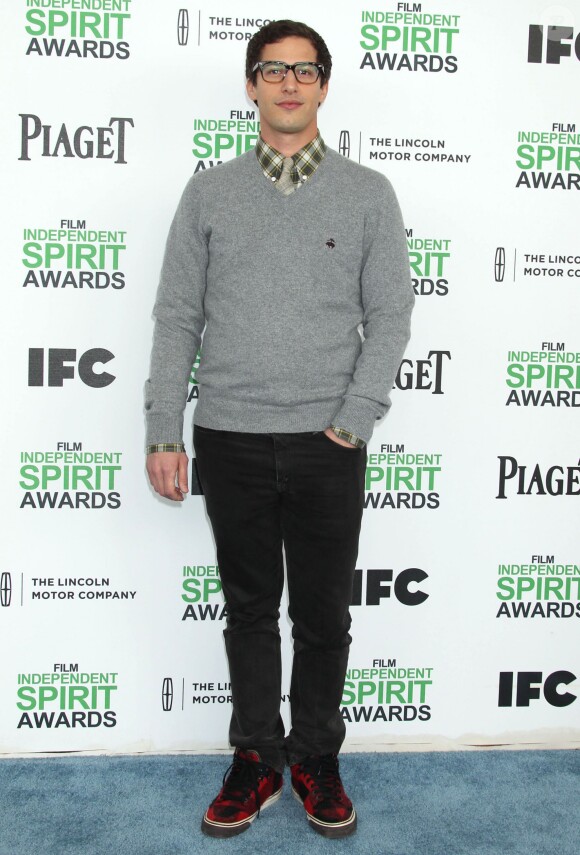 Andy Samberg pose lors du photocall des Film Independent Spirits Awards à Los Angeles le 1er mars 2014.