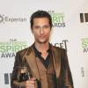 Matthew McConaughey honoré d'un prix lors des Film Independent Spirits Awards à Los Angeles le 1er mars 2014.