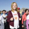 Natalia Vodianova, enceinte, au départ du Semi-Marathon de Paris pour l'association Naked Heat Foundation le 2 mars 2014