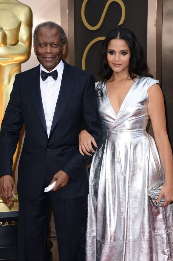 Sidney et Tamila Poitier lors de la 86e cérémonie des Oscars, Los Angeles, le 2 mars.