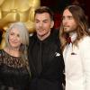 Constance Leto et ses fils Shannon Leto et Jared Leto lors de la 86e cérémonie des Oscars, Los Angeles, le 2 mars.