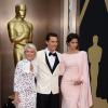 Camila Alves, Matthew McConaughey et sa mère lors de la 86e cérémonie des Oscars, Los Angeles, le 2 mars.