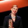 Scarlett Johansson (César d'honneur) lors de la 39e cérémonie des César au théâtre du Châtelet à Paris, le 28 Février 2014.