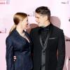 Scarlett Johansson (César d'honneur) et son fiancé Romain Dauriac lors de la 39e cérémonie des César au théâtre du Châtelet à Paris, le 28 Février 2014.