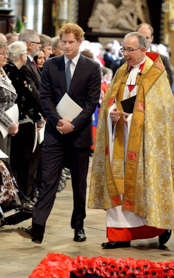 Le prince Harry à l'abbaye de Westminster le 3 mars 2014 pour une cérémonie à la mémoire de Nelson Mandela