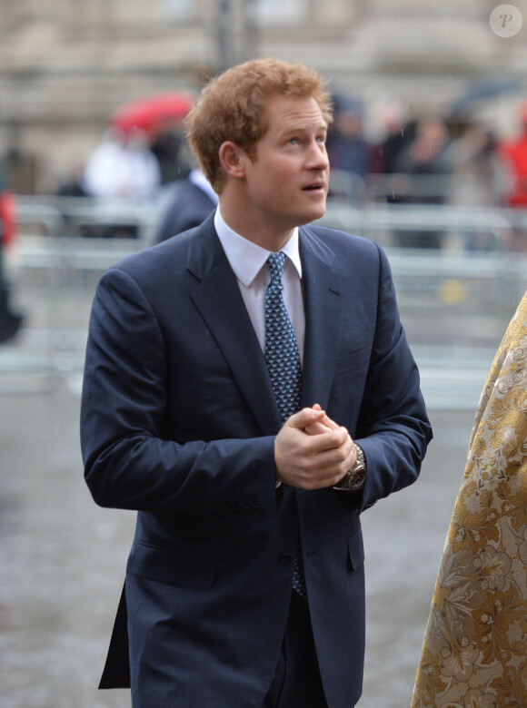 Le prince Harry à l'abbaye de Westminster le 3 mars 2014 pour une cérémonie à la mémoire de Nelson Mandela