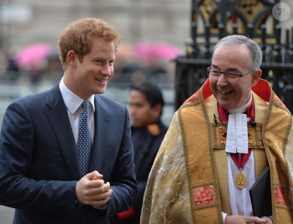 Le prince Harry à l'abbaye de Westminster le 3 mars 2014 pour une cérémonie à la mémoire de Nelson Mandela