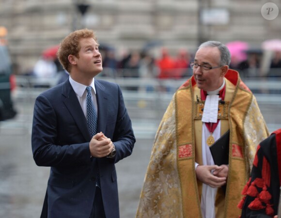Le prince Harry à l'abbaye de Westminster le 3 mars 2014 pour une cérémonie à la mémoire de Nelson Mandela