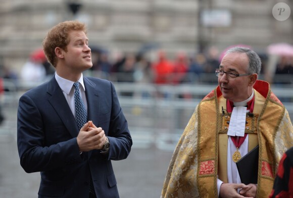 Le prince Harry à l'abbaye de Westminster le 3 mars 2014 pour une cérémonie à la mémoire de Nelson Mandela