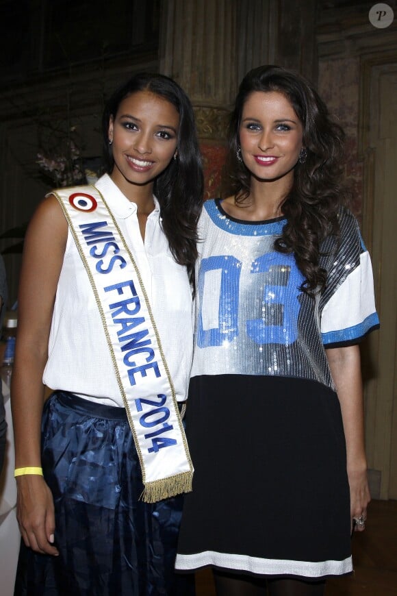 Flora Coquerel 'Miss France 2014' et Malika Menard - Soirée pour le 11e anniversaire de "Eleven Paris" à la Gaité Lyrique à Paris le 4 mars 2014.