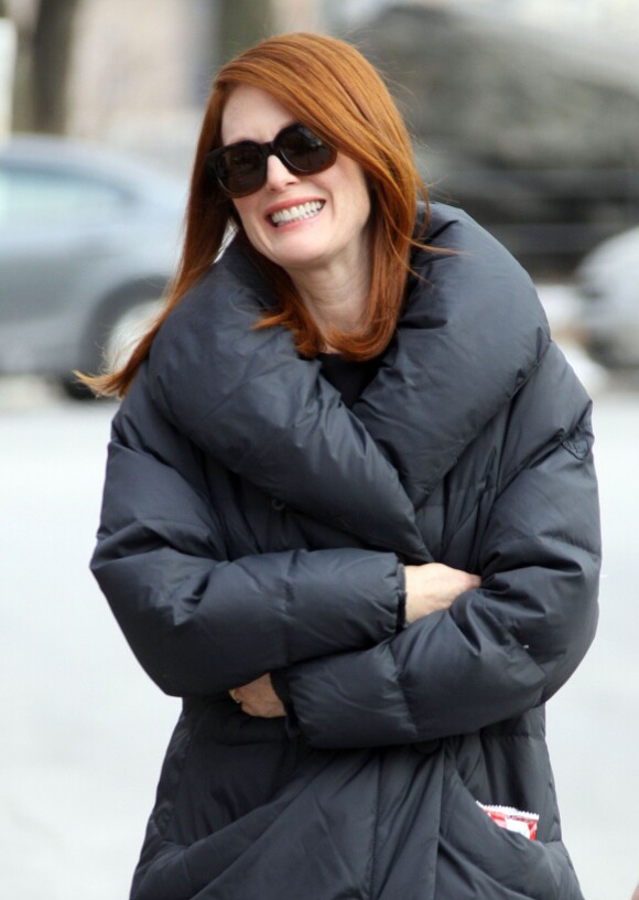 Julianne Moore sur le tournage de Still Alice à New York, le 4 mars 2014.