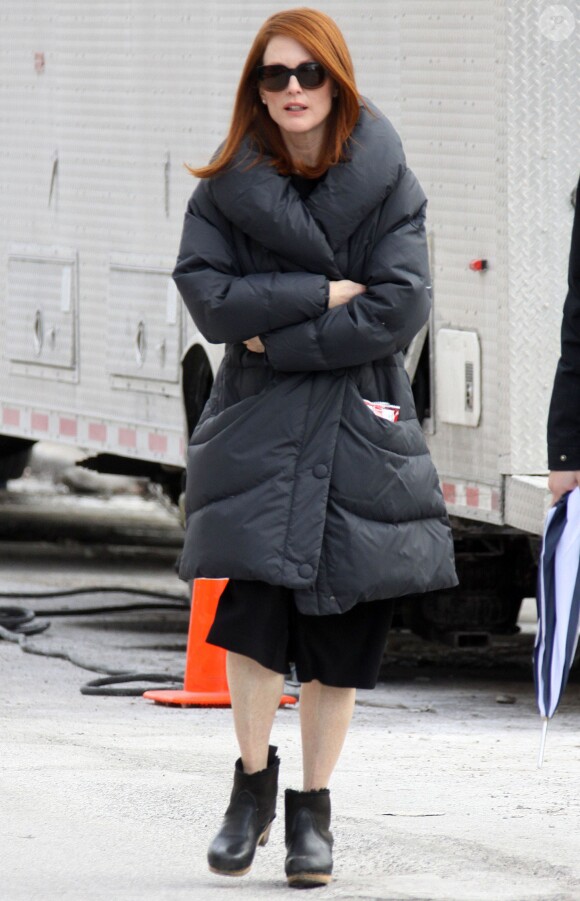 Julianne Moore sur le tournage de Still Alice à New York, le 4 mars 2014.
