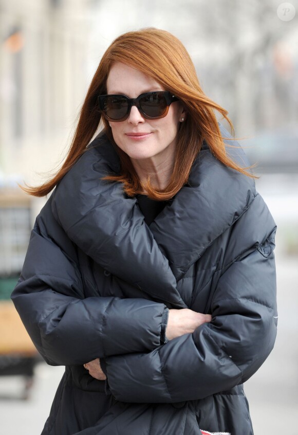 Julianne Moore sur le tournage de Still Alice à New York, le 4 mars 2014.