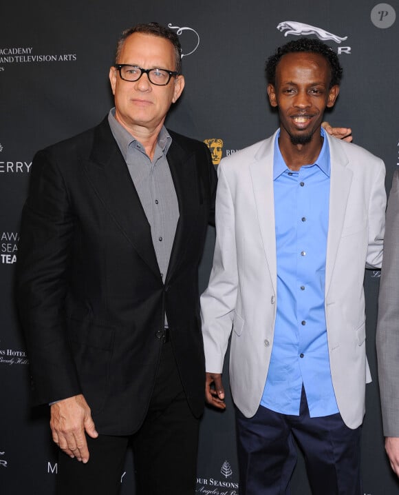Tom Hanks et Barkhad Abdi lors de la soirée Tea Party des BAFTA awards à Los Angeles le 11 janvier 2014