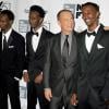 Barkhad Abdi, Mahat M. Ali, Tom Hanks et Faysal Ahmed lors de l'avant-première du film Capitaine Phillips à New York le 27 septembre 2013