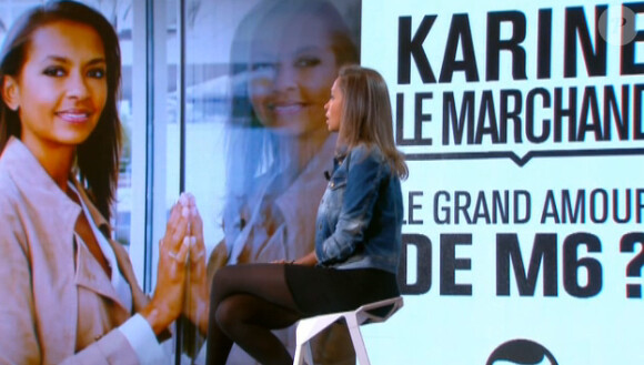 L'animatrice Karine Le Marchand dans "Le Tube" sur Canal +, samedi 8 mars 2014.