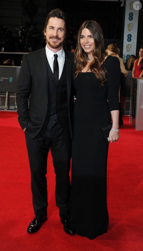 Christian Bale et sa femme Sandra "Sibi" Blazic lors de la cérémonie des BAFTA Awards à Londres le 16 février 2014