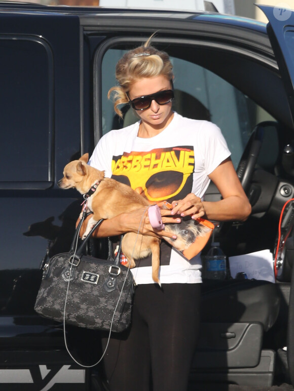 Paris Hilton et son compagnon River Viiperi se promènent à Studio City le 15 mars 2014.