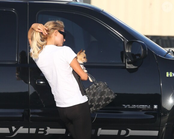Paris Hilton et son compagnon River Viiperi se promènent à Studio City le 15 mars 2014.