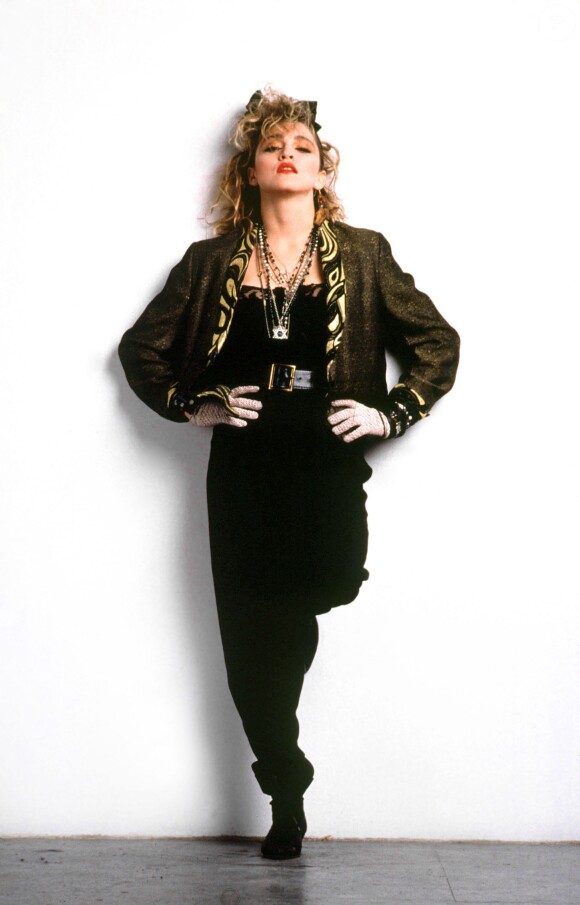 Madonna en 1985, pour la promotion de son film "Recherche Susan désespérément". 