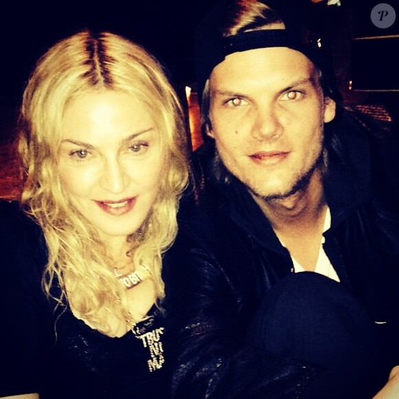 Madonna en studio avec le DJ suédois Avicii, au boulot sur son nouvel album. À New York, mars 2014.