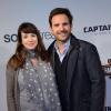 Christophe Michalak et son épouse enceinte Delphine McCarty lors de l'avant-première de Captain America : Le Soldat d'Hiver, au Grand Rex à Paris le 17 mars 2014