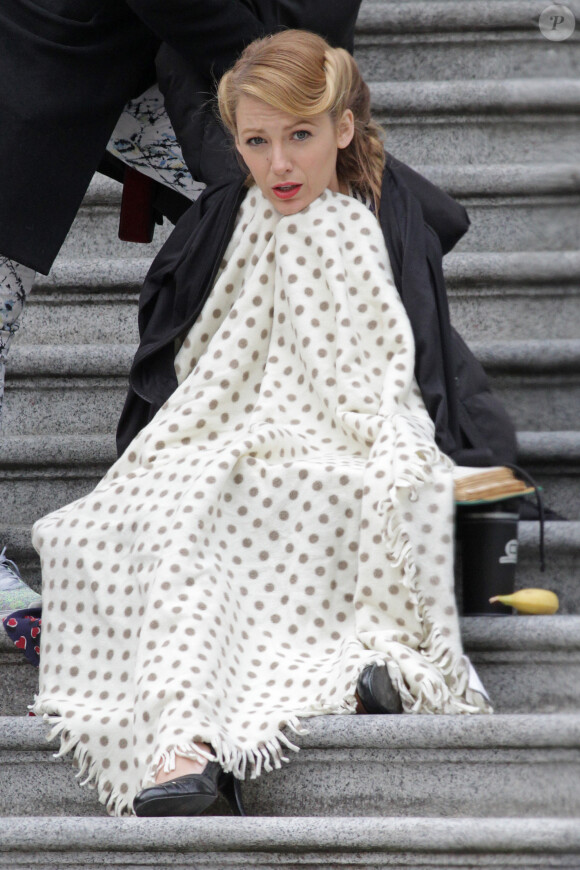 Blake Lively brave le froid sur le tournage du film The Age of Adaline à Vancouver, le 18 mars 2014.